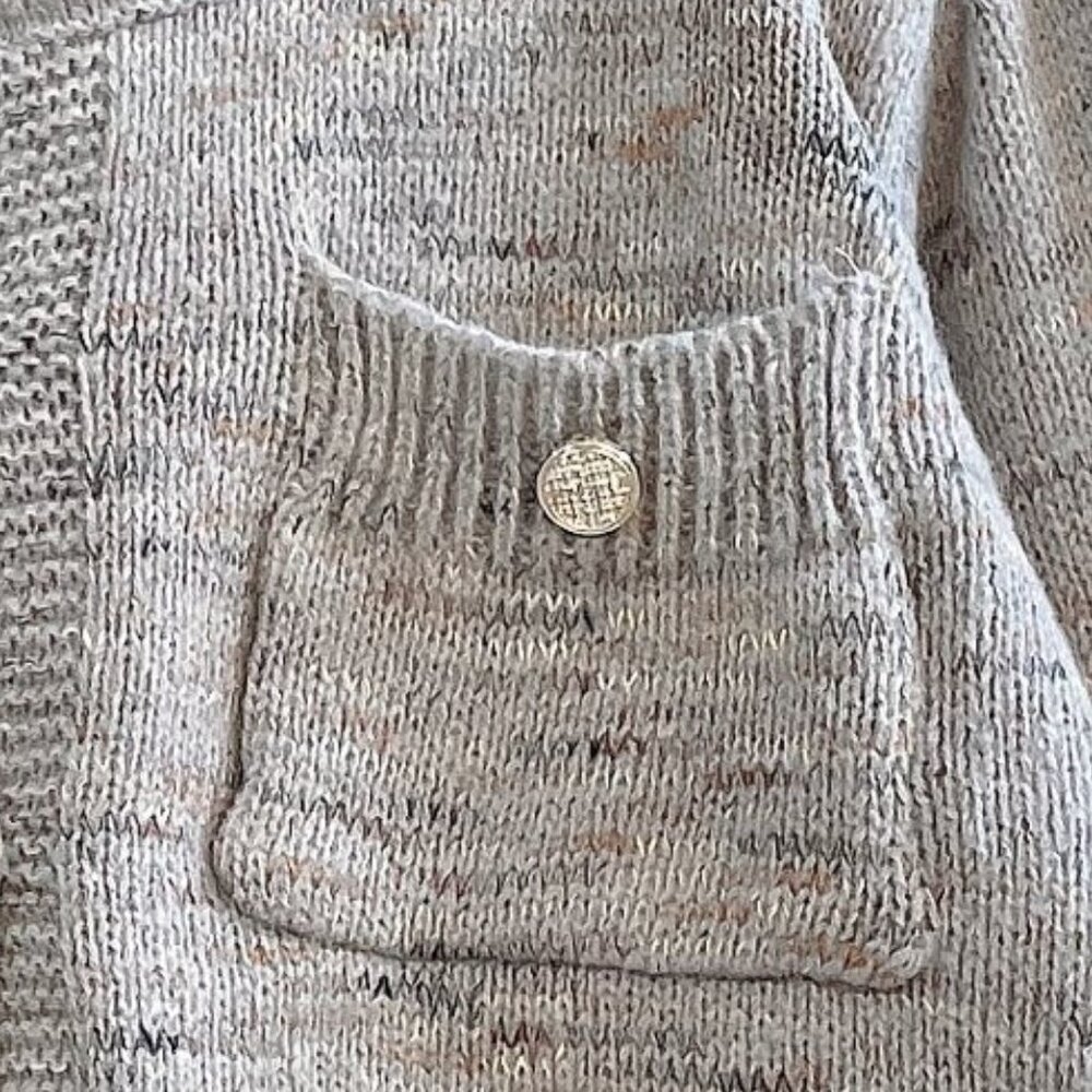 Gray Knit Cardigan Button Front Patch Pockets NWT - image 4